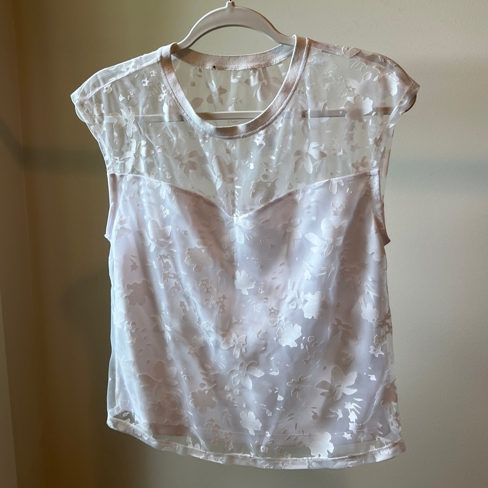 Sheer floral white top